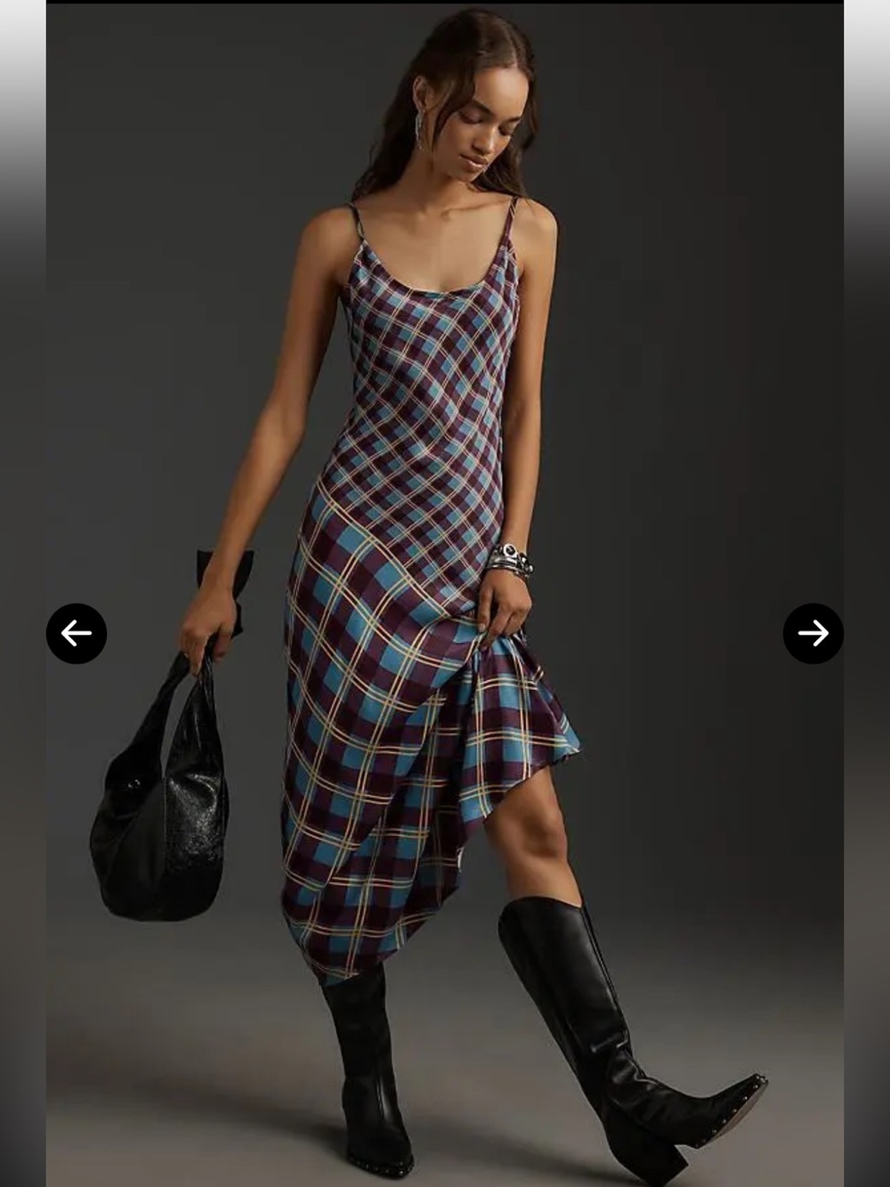 Conditions Apply Elva Slip Plaid Midi Dress